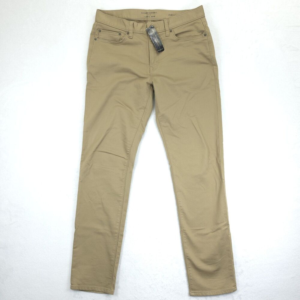 Banana Republic Mens 31x32 Travel Jean Slim Fit Beige Stretch Pants NWT